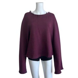 Errant Clothing Raw Hem Flare Sleeve Sweatshirt - S